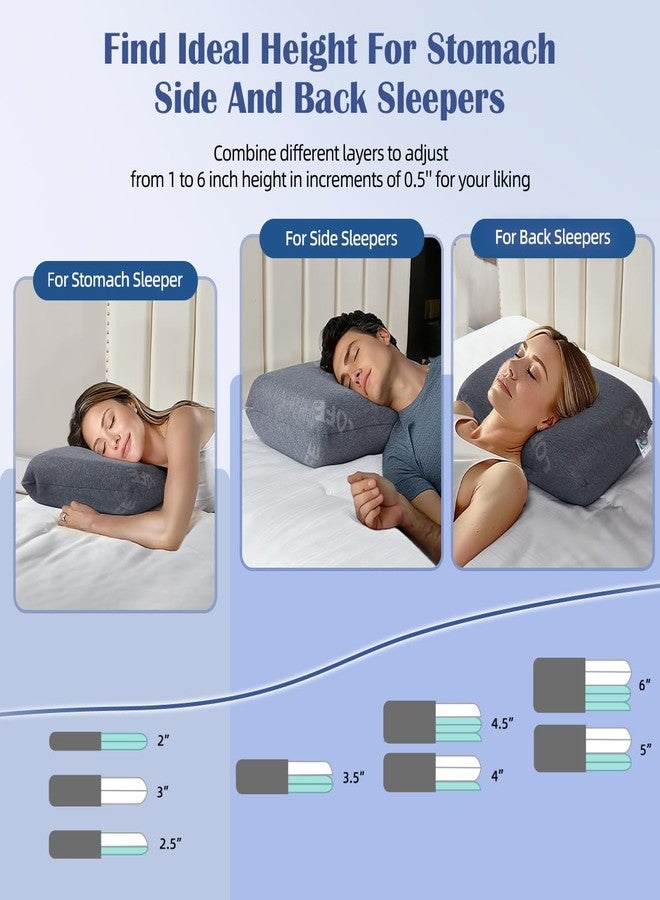 Lofe Adjustable Memory Foam Pillow - Combined Thin Plilow to Adjust Softness/Support, 10 Heights of Adjustable Pillow for Neck Pain Relief, CertiPUR-US Memory Foam Plilow for Stomach/Side/Back Sleeper - Image 3