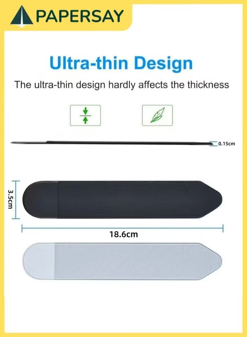  طائرة ورقية غلاف حامل أقلام [4 قطع - أسود/رمادي] - متوافق مع قلم آبل برو ، قلم آبل الجيلين الأول والثاني، أقلام ستايلس، قلم سيرفس، وكافة أقلام الكتابة - جيب قلم مرن عالمي ذاتي اللصق - Image 2