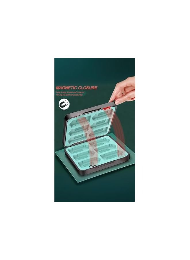 PROMASS Switch Game Case Holder - Protects 12 Game Cartridges, Hard Shell, Soft Lining, Rubber, Portable Game Holder (Black) - Image 3