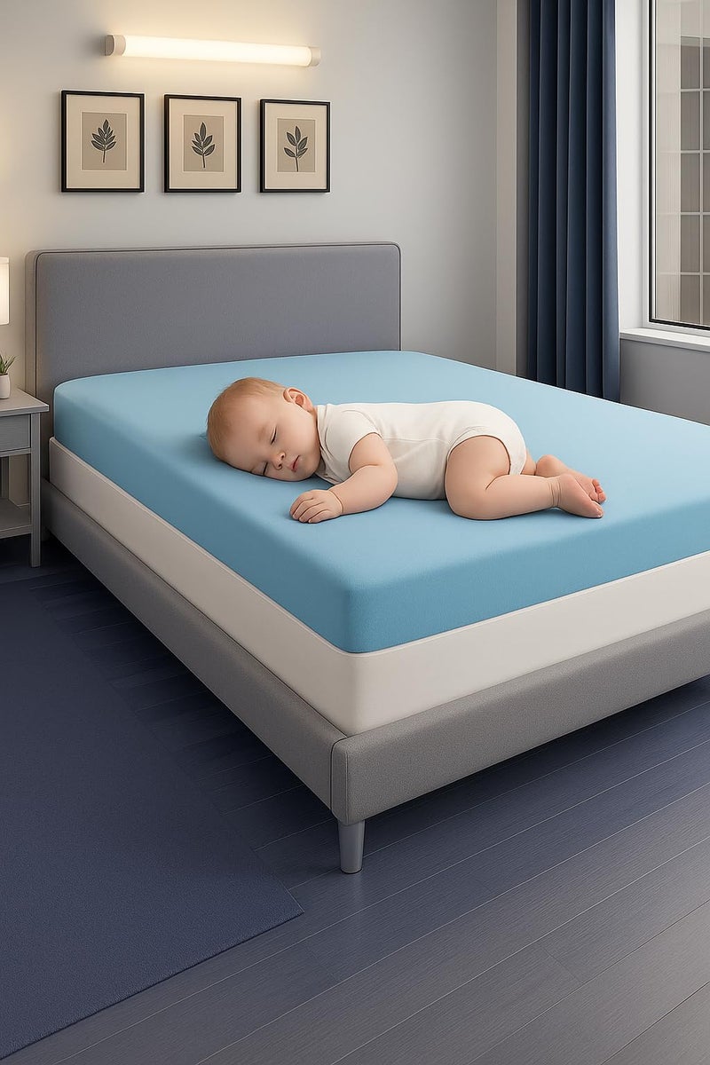 Waterproof Breathable Mattress Protector, All-Round Elastic Mattress Topper, Multiple Sizes (Baby Blue, 180 * 200 * 30 cm) - Image 2