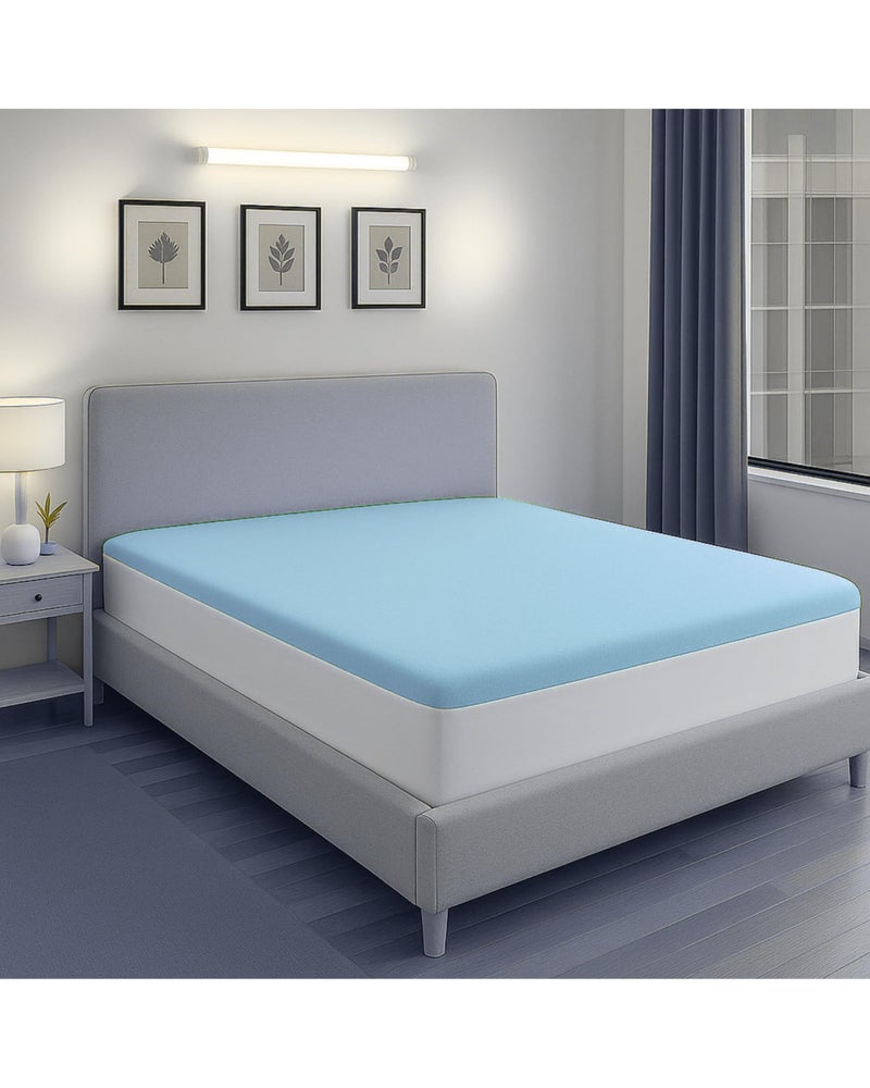 Waterproof Breathable Mattress Protector, All-Round Elastic Mattress Topper, Multiple Sizes (Baby Blue, 180 * 200 * 30 cm) - Image 1