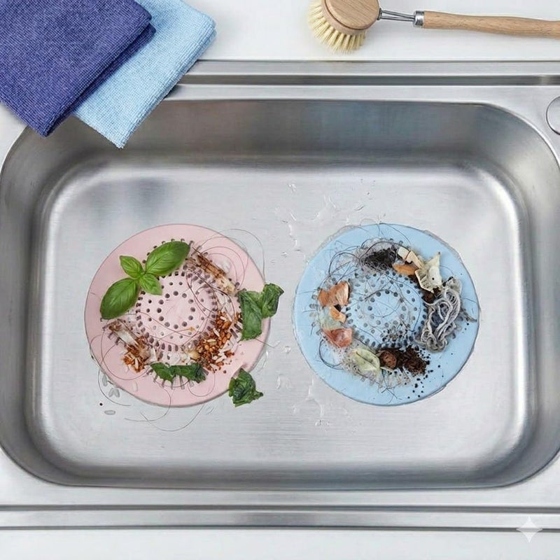 Silicone Sink Strainer Drain Cover for Kitchen and Bathroom, Flexible Anti-Clog Hair Catcher and Food Filter, Reusable Easy-Clean Drain Protector for Sink, Shower and Bathtub (pink (two packs)) - Image 3