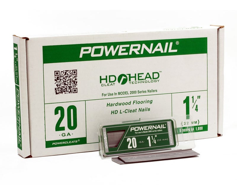 Powernail L125205 20 Gauge 1-1/4 Inch Length HD L-Cleat Nail for Hardwood & Engineered Flooring (Case of 5x-1000ct boxes)