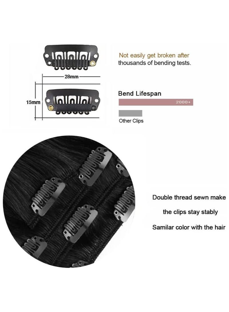 إستيل وصلات شعر بشري ريمي للسيدات مشبك شعر بشري طويل مستقيم حريري على وصلات 100 جرام 4 قطع أسود نفاث رقم 1 - Image 4