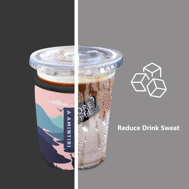 Amintiri 3 Pack Reusable Sleeve for Iced Coffee Cup  Coffee Neoprene Sleeve for Iced&Hot Drinks  Coffee Sleeve Compatible with Starbucks  Dunkin Coffee Cup. (Sunset Elk) - Image 3