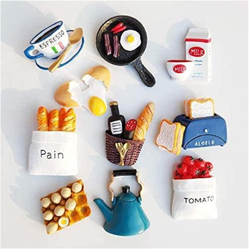 Playmate 10pcs Resin Magnet Refrigerator Stickers 3D Cute Food Shaped Magnets Home Refrigerator Stickers - Image 1