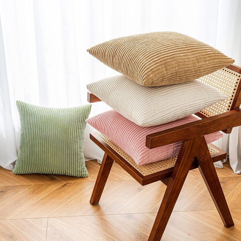 EMEMA Cushion Cover, 40 x 60 cm, Corduroy Cushion Covers, Decorative Cushion Covers, Sofa Cushion, Corduroy Cushion Cover, Decorative Soft, for Sofa, Living Room, Bedroom, Set of 2, Bean Green - Image 4