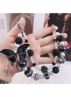 Generic Tassel Butterfly Mobile Phone Chain Heavy Industry Diamond Double-layer Mobile Phone Pendant Versatile Bag Chain Live Broadcast Hot Style-Specifications:B6-A Purple  - Image 3