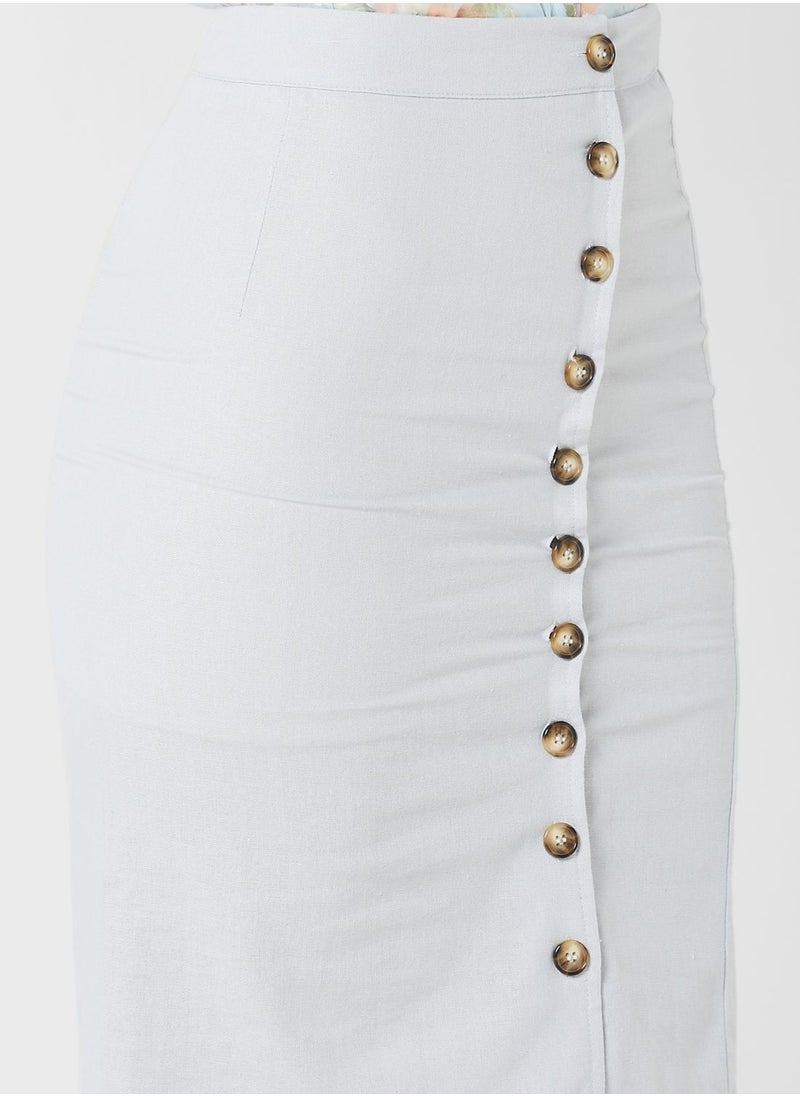 ELLA - Button Detail Skirt - Image 1