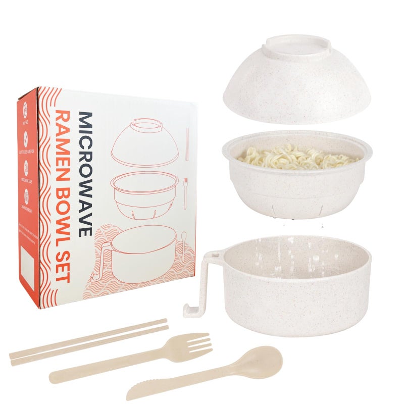 RORBAM RORBAM Microwave Ramen CookerRamen Bowl SetNoodle Bowl With Chopsticks and SpoonCollege Dorm Room Essentials for Girls for Boys Apartment Essentials DishwasherSafeBPAFree white