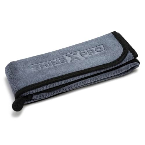 ShineXPro Microfiber Car Cleaning Cloth - OG Soft 500 GSM Extra Large (35x75 CM) Microfiber Cloth for Car and Bike - Suede Edging for Scratchless Drying and Detailing, Grey - Image 1