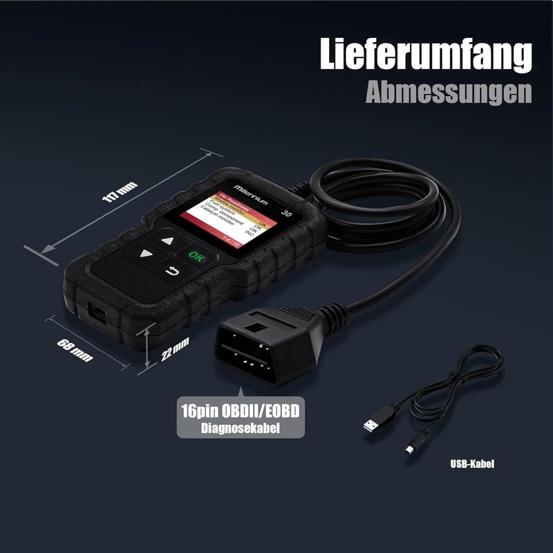 Launch ماسح ضوئي LAUNCH Millennium 30 OBD2 قارئ رموز السيارة مع وظائف OBD2 كاملة أداة تشخيص ضوء فحص المحرك مستشعر O2 نظام EVAP اختبار الدخان تحقق من جاهزية IM ماسح السيارة تحديث مجاني مدى الحياة - Image 3