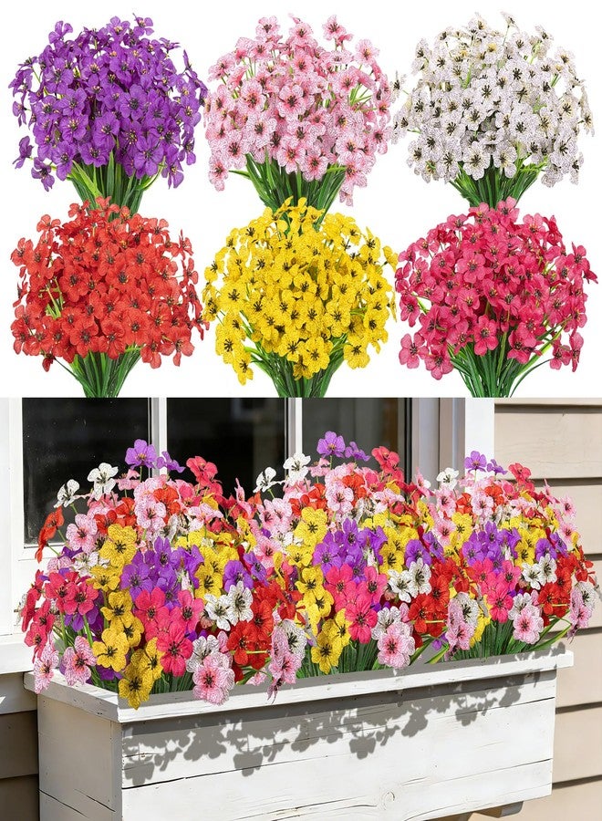 Besteek 24 Bundles Artificial Flowers for Outdoors, Fake Silk Flowers UV Resistant Faux Plastic Plants for Outside Garden Patio Window Box Farmhouse Home Decoration, Mixed Color - Image 1