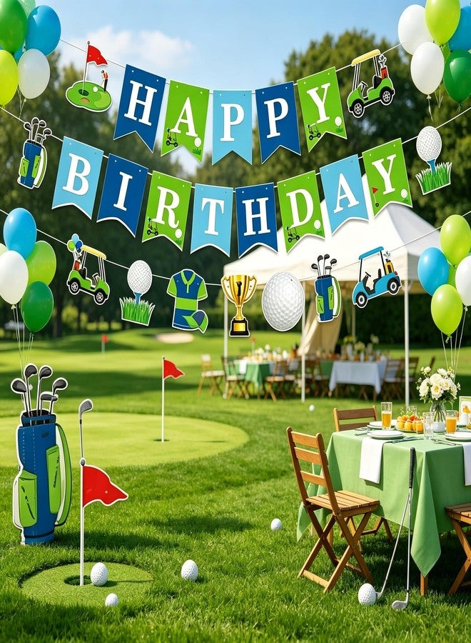 BHNACIER Green Golf Happy Birthday Banner Golfs Sports Themed Birthday Party Decor - Image 2