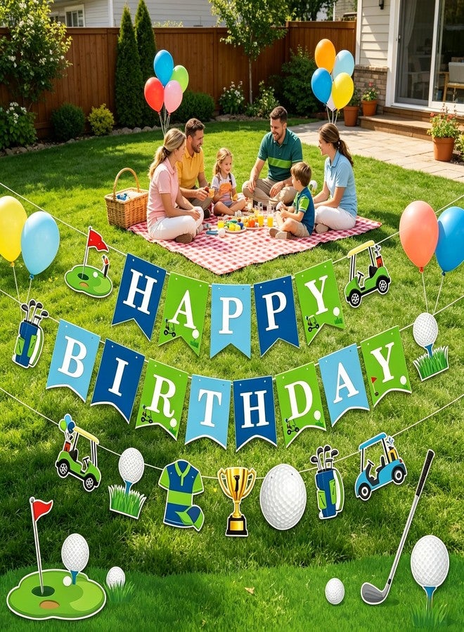 BHNACIER Green Golf Happy Birthday Banner Golfs Sports Themed Birthday Party Decor - Image 5