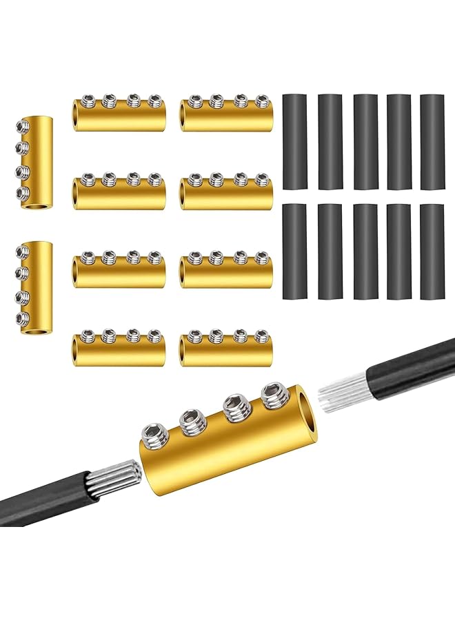 The Bros 10pc 6 AWG Wire Connectors, 80A Quick Terminal for Splicing and Wiring, Includes Screws and Heat Shrink Tube for Secure Connections - Image 1