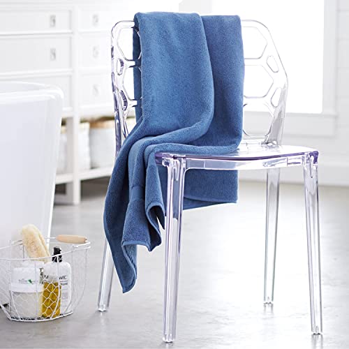 TIQH® Organic Zero Twist Cotton 600 GSM Highly Absorbent & Quick Dry Soft Bath Towel - Pack of 1 (30x60, Blue) - Image 4