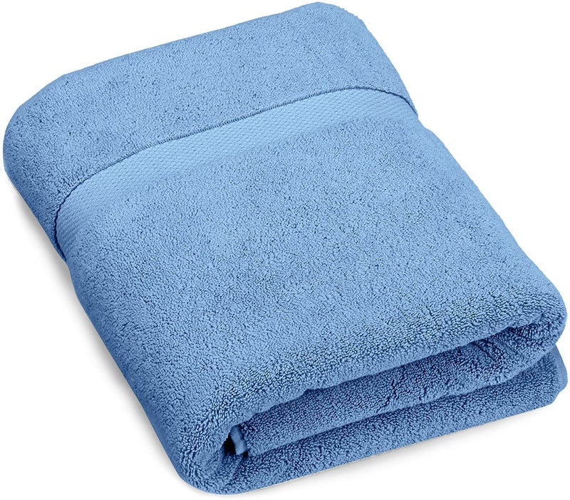 TIQH® Organic Zero Twist Cotton 600 GSM Highly Absorbent & Quick Dry Soft Bath Towel - Pack of 1 (30x60, Blue) - Image 1