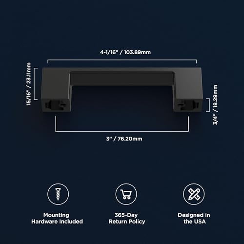 Hickory Hardware 10 Pack Kitchen Cabinet Handles, Low Profile Drawer Pulls for Doors & Dresser Drawers, Hardware for Bathroom, 3 Inch Hole Center, Matte Blac - Image 4