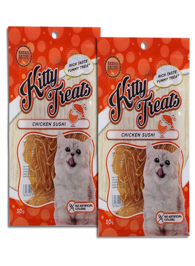 Rena Kitty Treats for Cats - Chicken Sushi Flavor | High Protein, Tasty Training & Reward Snacks for All Breeds | No Artificial Colours | Pack of 2 - Image 1