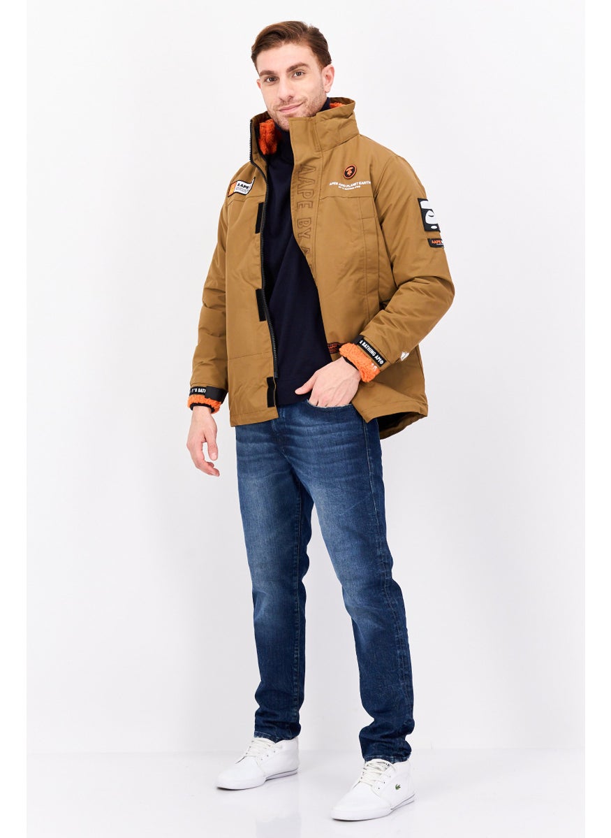 Aape By A Bathing Ape - Men 2 In 1 Brand Logo Long Sleeve Parka Jacket, Brown - Image 1