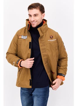 Men 2 In 1 Brand Logo Long Sleeve Parka Jacket, Brown