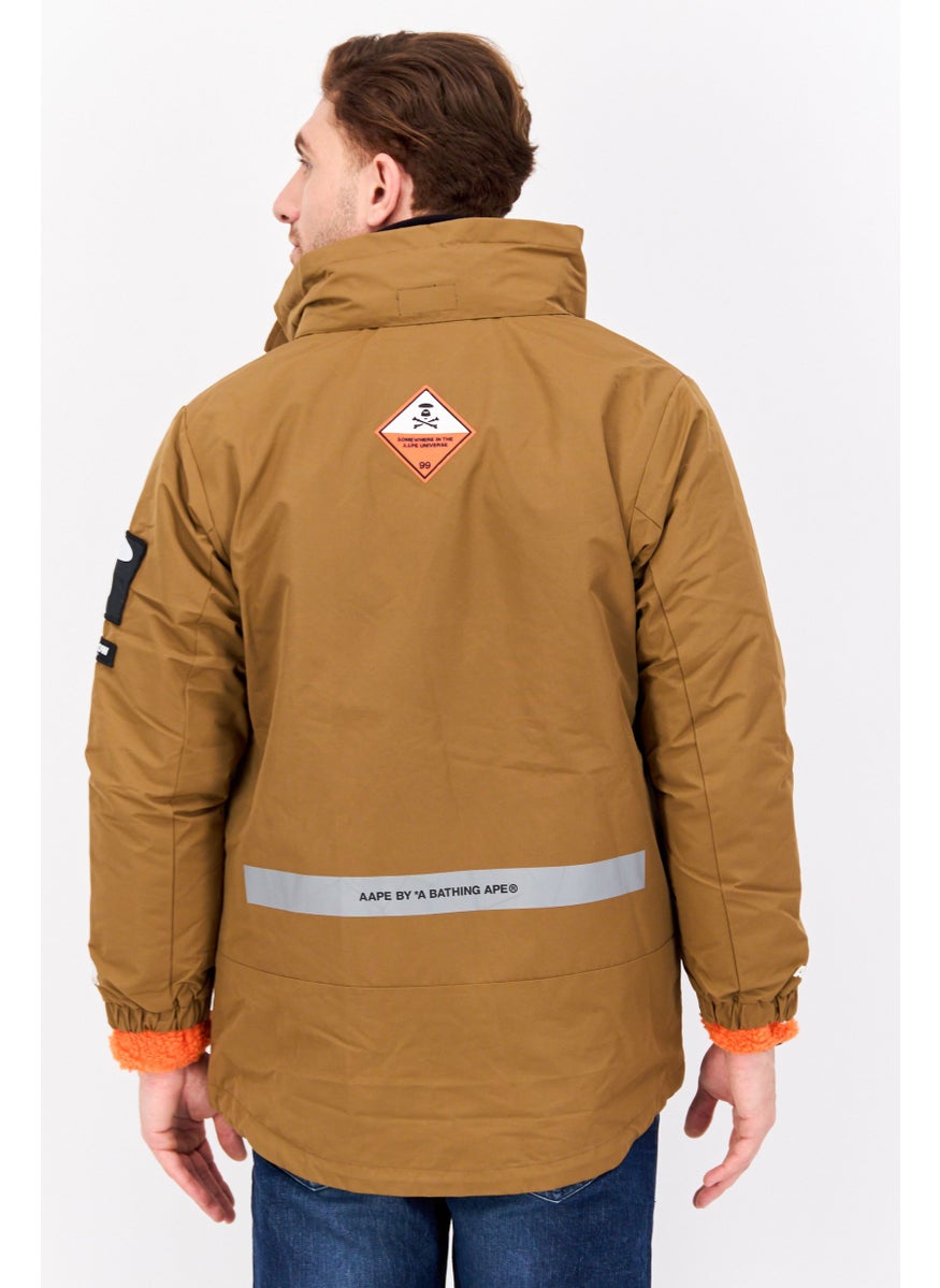 Aape By A Bathing Ape - Men 2 In 1 Brand Logo Long Sleeve Parka Jacket, Brown - Image 1