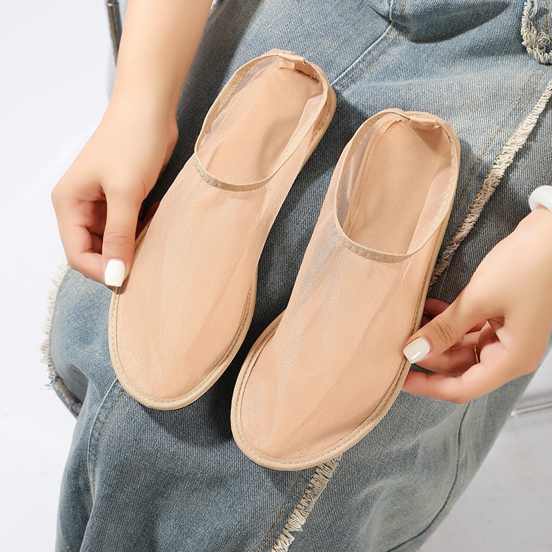 Fashion Hollow Mesh Granny Shoes Style Hazy Semi-Breathable Stylish Versatile Flat Ballet Shoes - Image 5