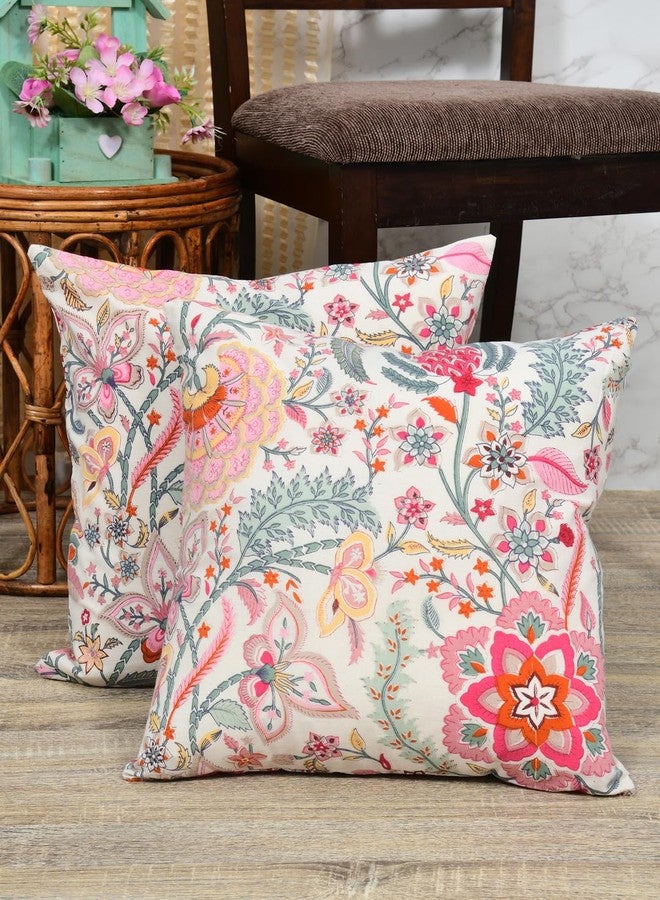 Clasiko Cotton Cushion Covers; Living Room Throw Cushion; Set of 2; 16x16 Inches; Autumn Sedum - Image 2