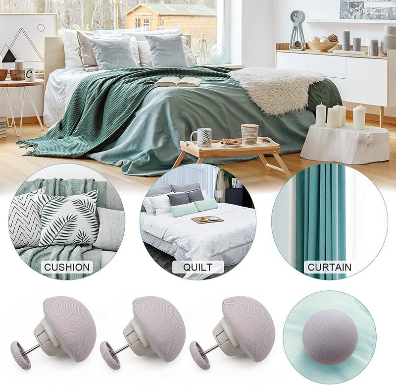 HEXONIQ® Quilt Fixing Clips, Duvet Cover Clips,Mushroom Round Fixing Clips with Buttons,Bedroom Duvet Fixing Holder Quilt Cover Pins (Grey, Pack of 8) - Image 5