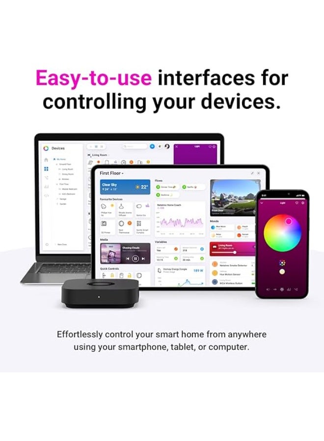 Homey Pro mini | Smart Home Hub for Home Automation – Features Zigbee, Ethernet, Matter & Thread. Compatible with Apple Siri, Amazon Alexa & Google Home. - Image 2