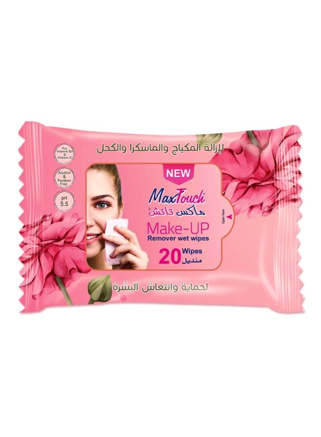Max Touch Makeup Remover Wet Wipes - 20Pcs - Image 1