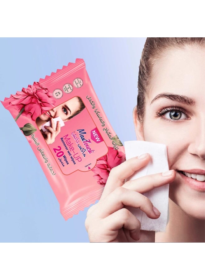 Max Touch Makeup Remover Wet Wipes - 20Pcs - Image 3
