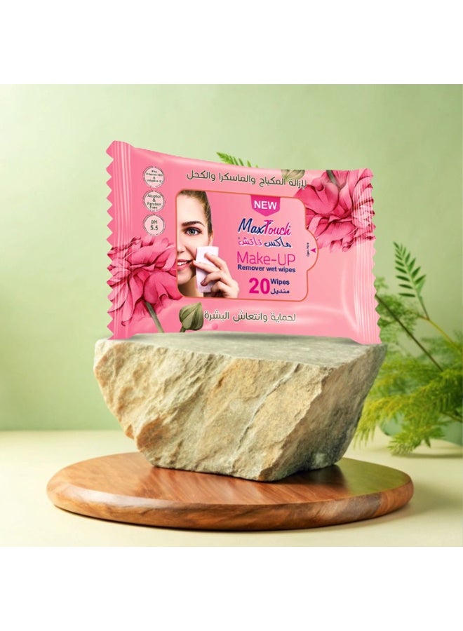 Max Touch Makeup Remover Wet Wipes - 20Pcs - Image 2