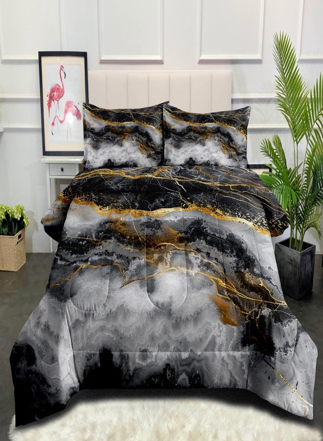 CCoutueChen Black Grey Marble Comforter Set King Size Gold Glitter Marbling Bedding for Kids Teens Adult Bedroom Watercolor Grey Bedding Comforter Sets Modern Marble Aesthetic Down Comforter - Image 1