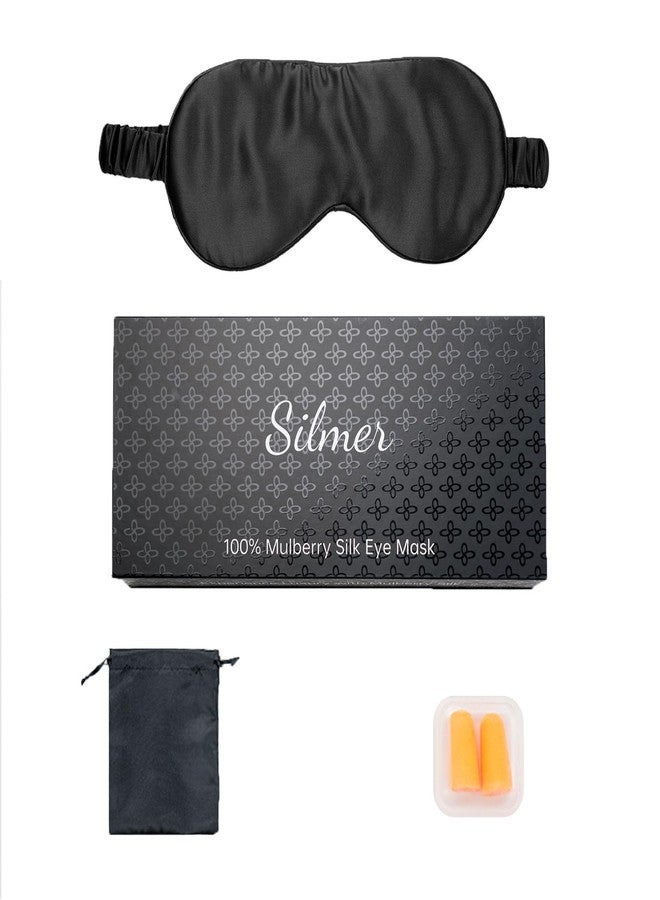 Silmer 100% Mulberry Silk Sleep Mask 22 Momme 6A Eye Mask for Sleeping for Women & Men (Black) - Image 1