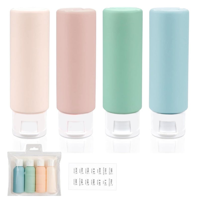 M'AYCREATE MAYCREATE® 4pcs 50ML Travel Bottles for Toiletries,Empty Soft PE Travel Containers with Lid,Shampoo Lotion Dispenser Bottle for Cream Toiletries Gel Hand Sanitizer - Image 1