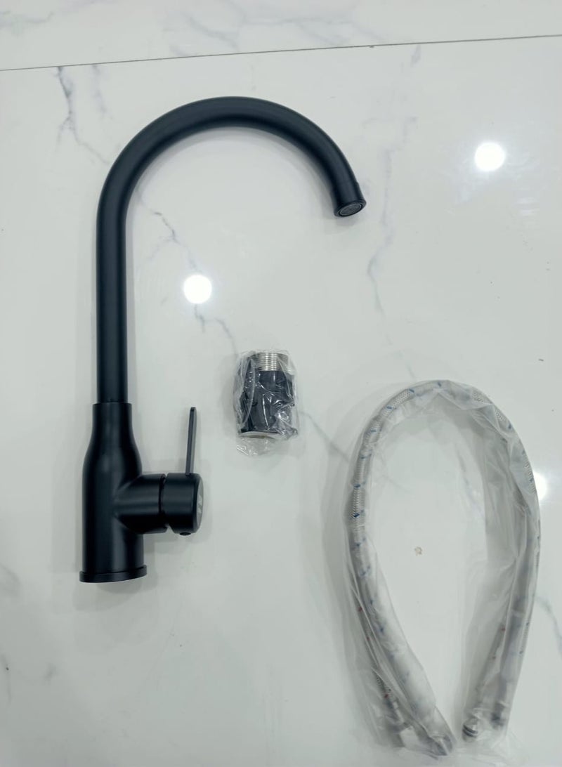 D&N "Sleek Sophistication: Matte Black Kitchen Faucet Mixer with Dual Water Control" - Image 4