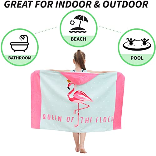 Bavilk Kids Bath Towels, Kids Towel Girls Boys Hooded Beach,Bathroom,Pool Swim Towels 30 × 50 INCH Large Size Ultra Absorbent Cute Cartoon Animal Full Vitality 100% Cotton Wearable Wrap for Child - Image 5