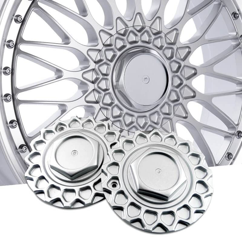 RhinoTuning 168mm 661in Wheel Center Caps Compatible with BBS RS Style 5 Rims 0924028 Silver Hub Covers