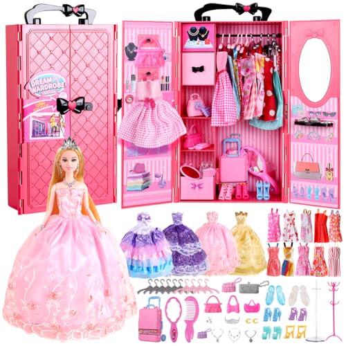 UCanaan Girl Doll and Closet Set with Doll Clothes and Accessories Items Including Fashion Dolls, Dressand Many Other Accessories (Refer Picture Shows)，Best Gitfs for Girls Christmas Birthday - Image 1