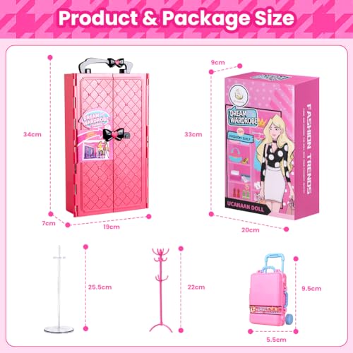UCanaan Girl Doll and Closet Set with Doll Clothes and Accessories Items Including Fashion Dolls, Dressand Many Other Accessories (Refer Picture Shows)，Best Gitfs for Girls Christmas Birthday - Image 3