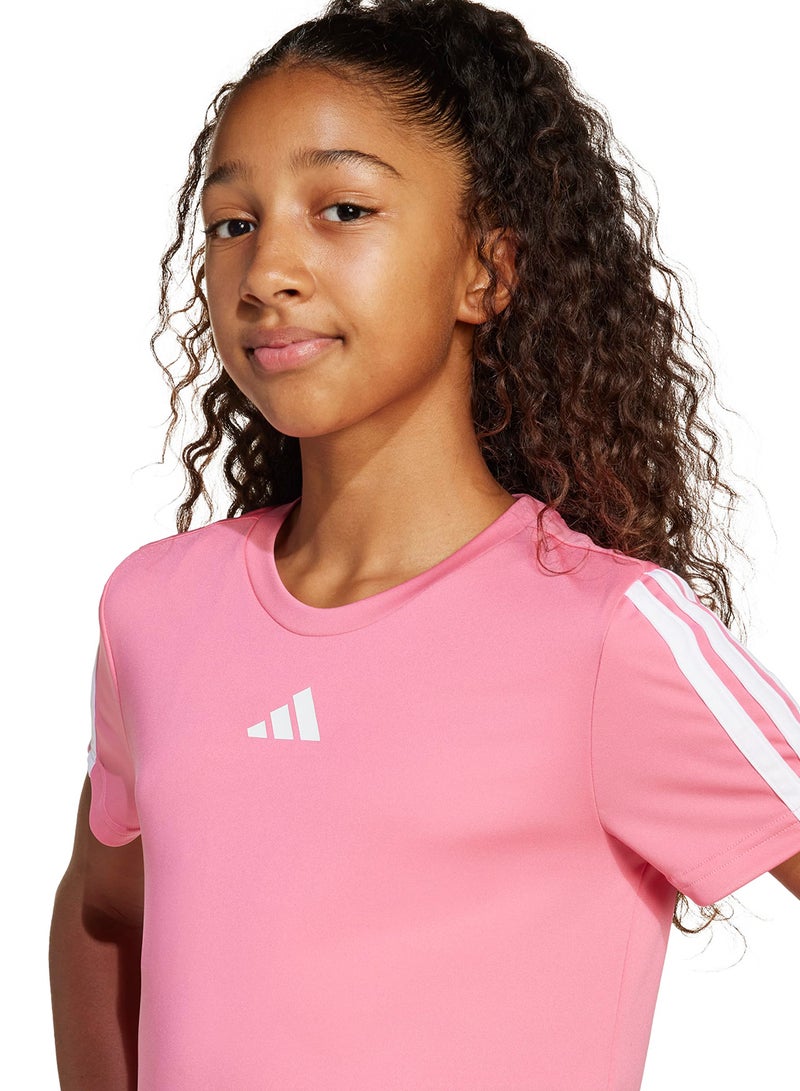Adidas Youth Training Essential 3 Stripe T-Shirt  - Image 3