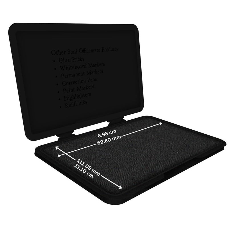 Office Mate Soni OfficeMate Medium Stamp Pad – Black | 108mm x 65mm | Crisp, Long-Lasting Impressions | Quick-Drying, Smudge-Free Ink | Durable & Refillable | Ideal for Office, Craft & DIY Projects | Pack of 3 - Image 2