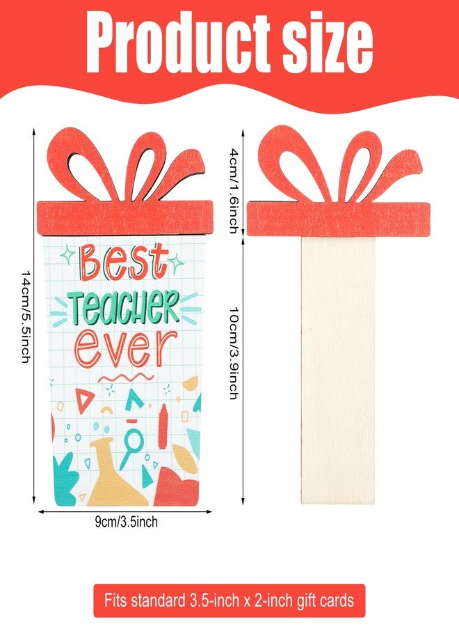 RattanView 8 Pcs End of Year Teacher Gifts Teacher Wood Appreciation Gift Card Holder Bulk Wooden Thank You Money and Gift Card Sleeve Funny Ornament for Graduation Party Decoration(Teachers - Image 2