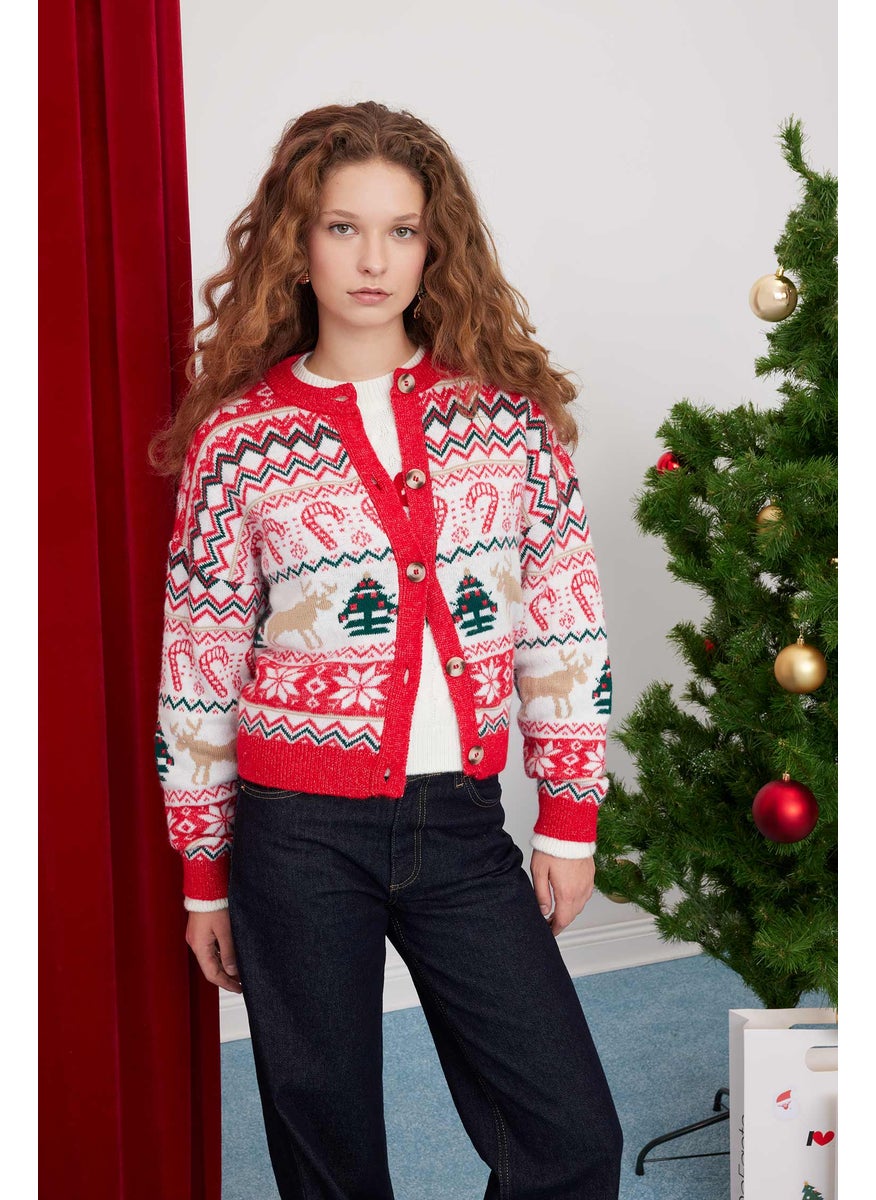 DeFacto Woman Christmas Themed Crew Neck Buttoned Pullover  - Image 1