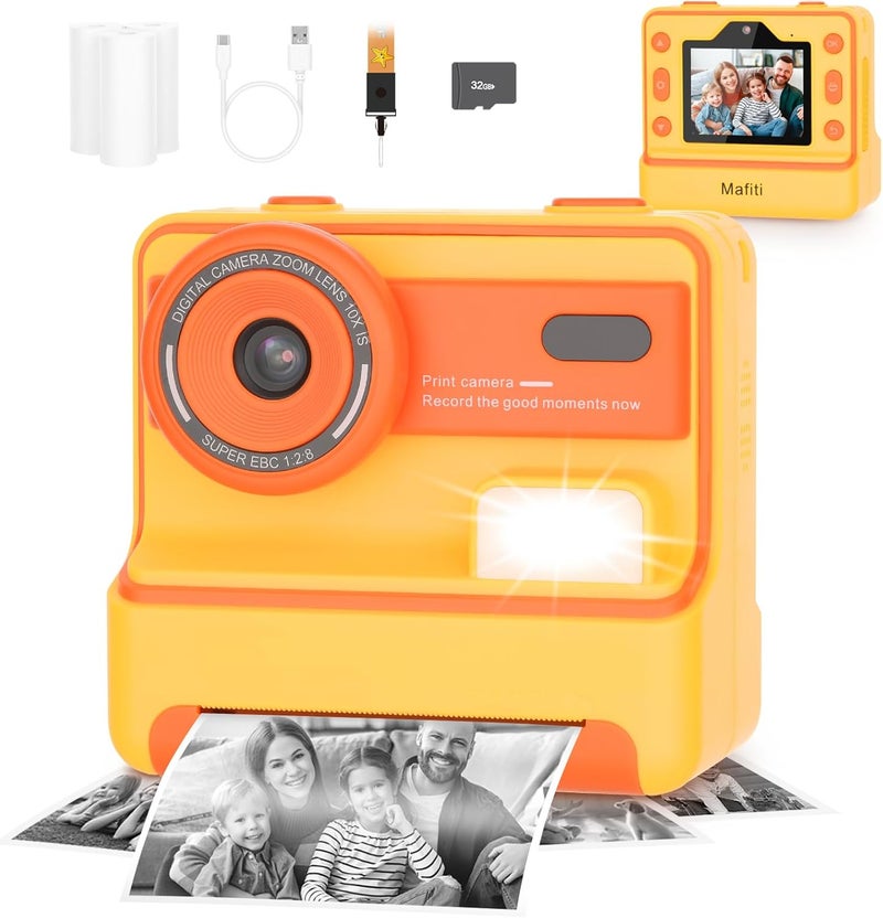 mafiti Children's Camera Instant Camera for Children Digital Camera Children Instant Camera 1080P 2.4 Inch Screen, Camera Children Instant Print with Printing Paper & 32G TF Card, Gift for Children 3-12 - Image 1