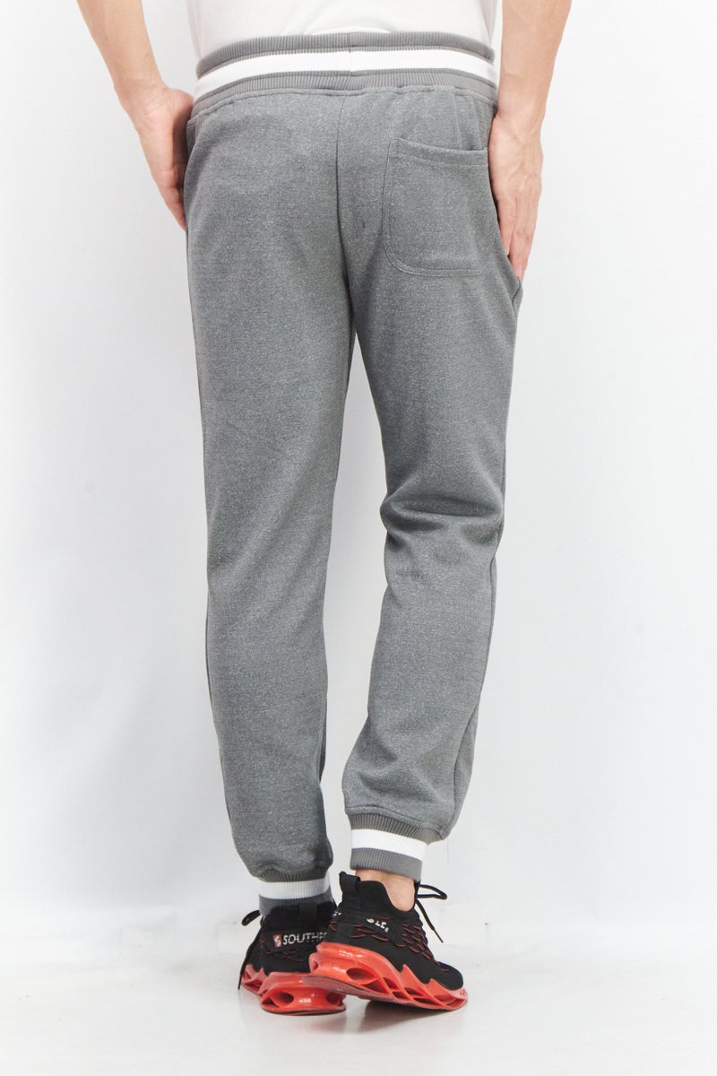 Le tigre Men Regular Fit Patch Logo Jogger Pants, Grey - Image 3