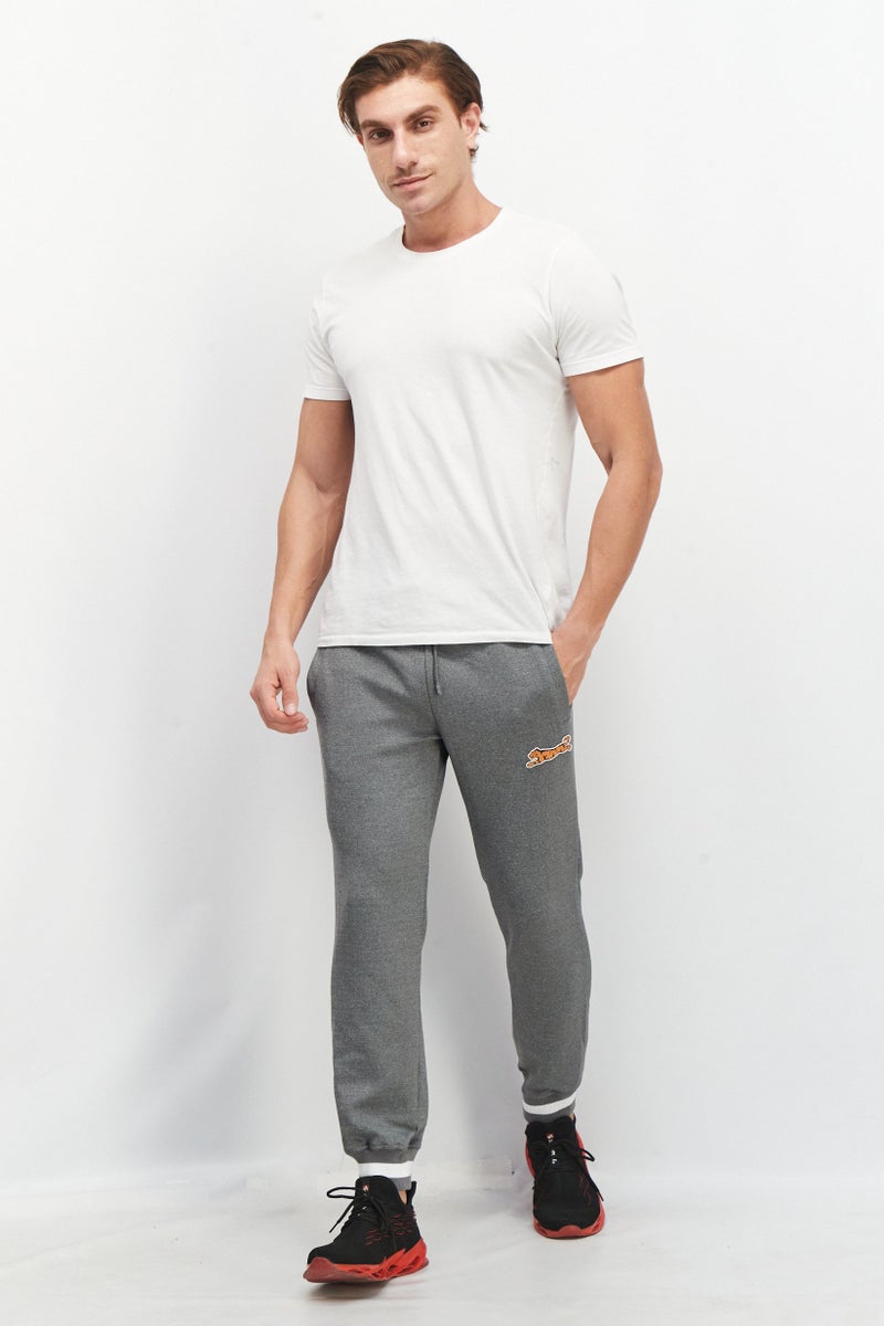 Le tigre Men Regular Fit Patch Logo Jogger Pants, Grey - Image 2