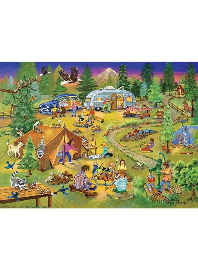 Bits and Pieces 1000 Piece Jigsaw Puzzle For Adults Camping With Grandma And Gramps 1000 Pc Americana Scene Jigsaw By Artist Sandy Rusinko - Image 2